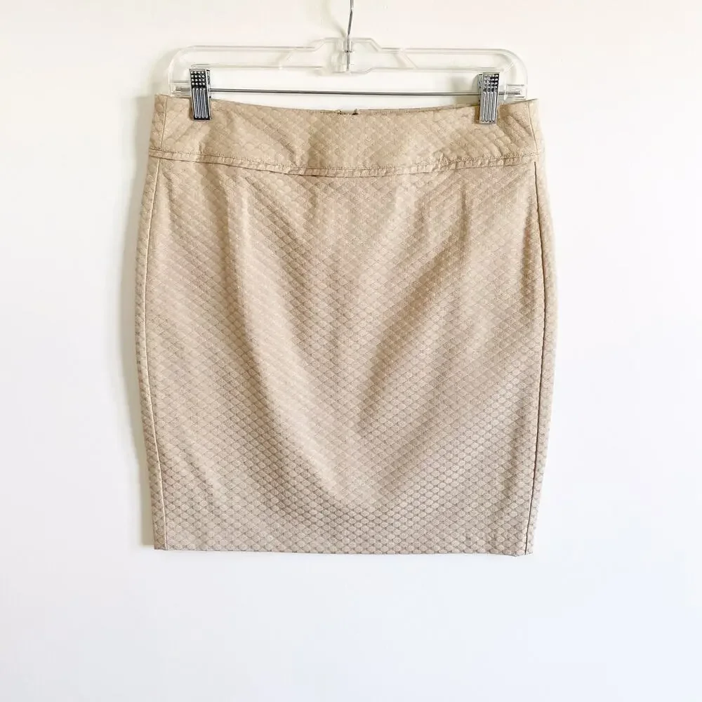 NWT Ecru Sand Textured Slim Pencil Skirt